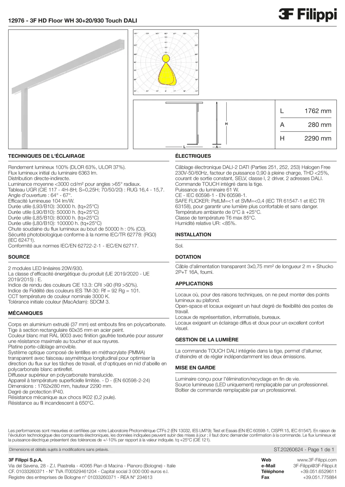 12976 - 3F HD Floor WH 30+20-930 Touch DALI - Datasheet - fr