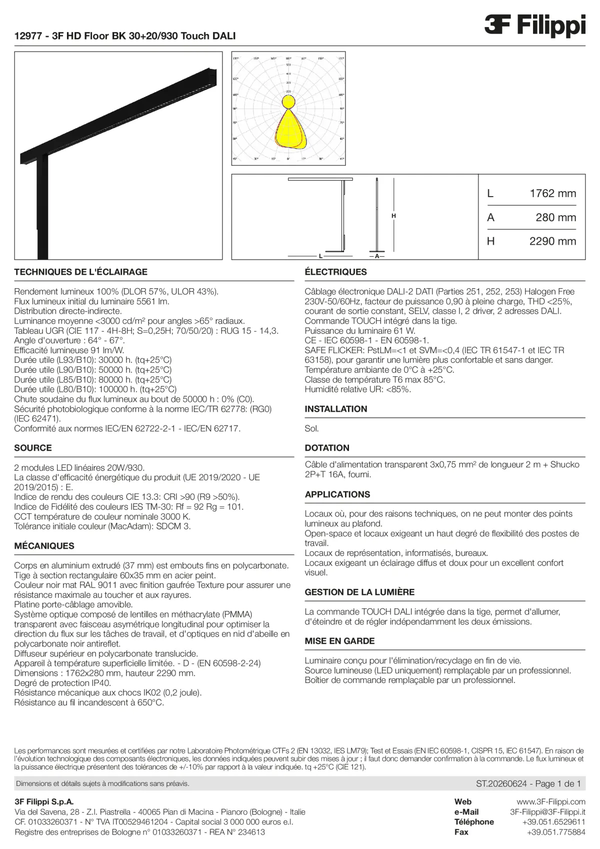 12977 - 3F HD Floor BK 30+20-930 Touch DALI - Datasheet - fr