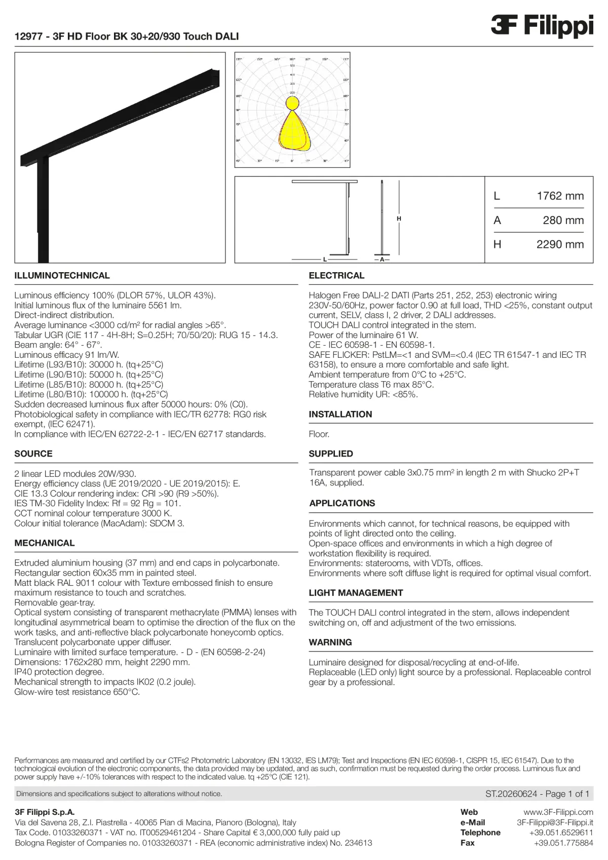 12977 - 3F HD Floor BK 30+20-930 Touch DALI - Datasheet - en