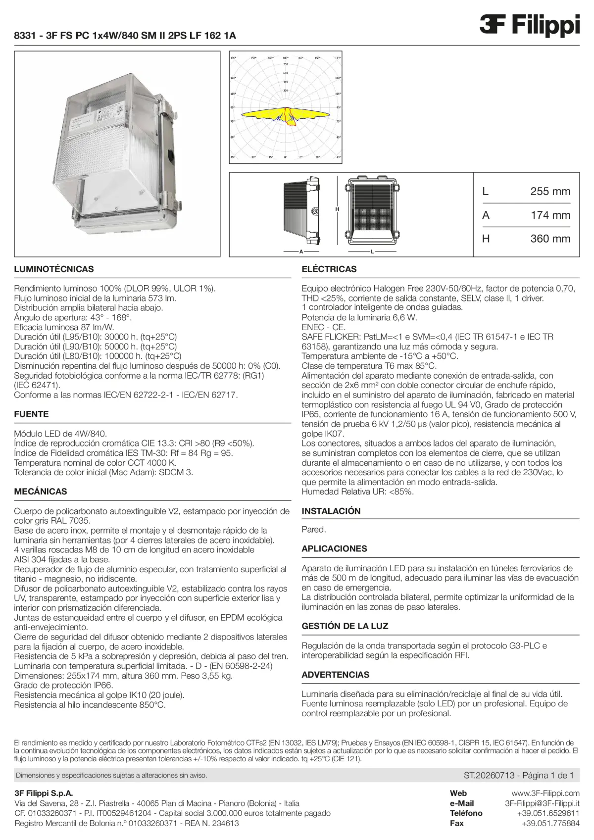 8331 - 3F FS PC 1x4W-840 SM II 2PS LF 162 1A - Datasheet - es