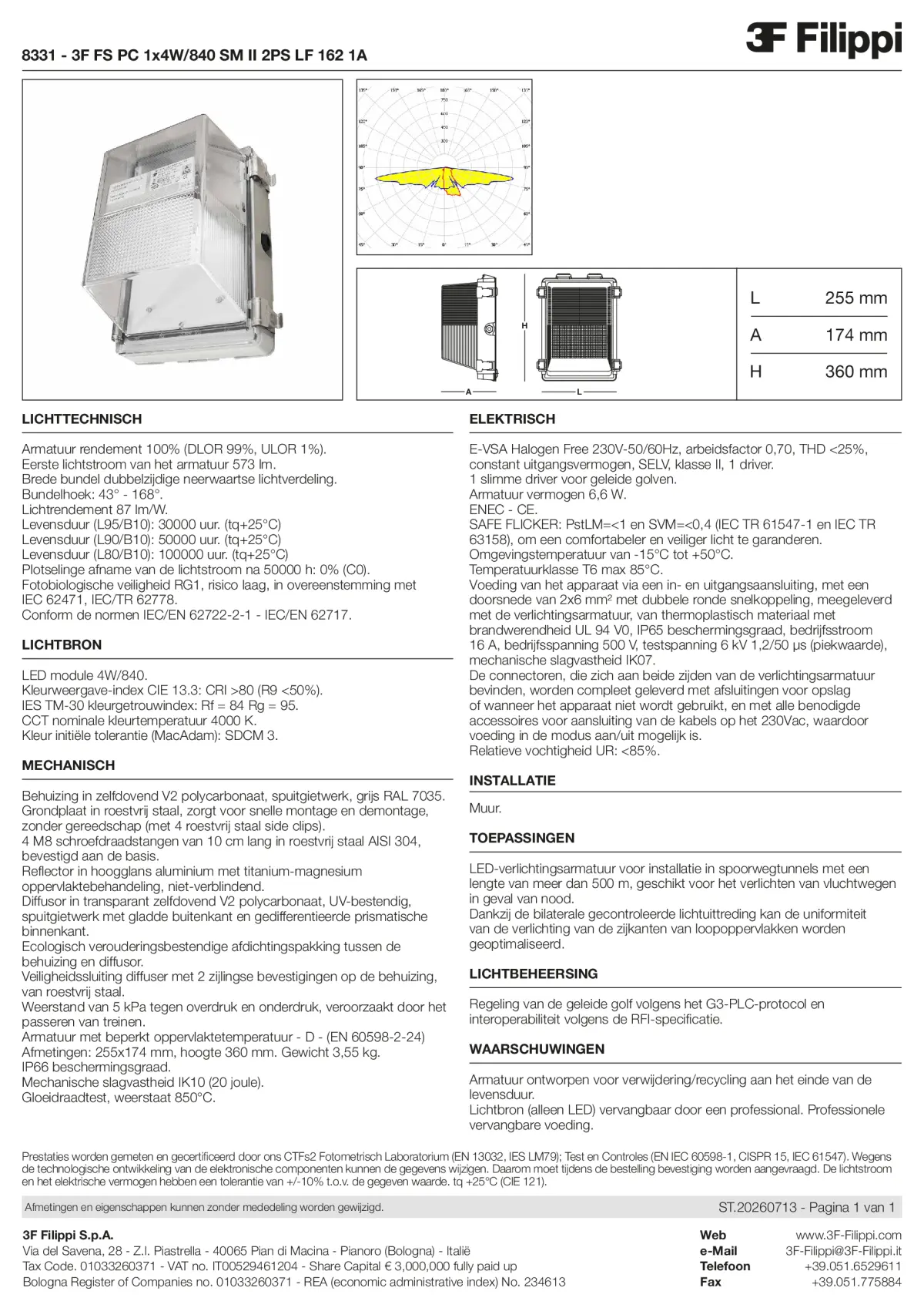8331 - 3F FS PC 1x4W-840 SM II 2PS LF 162 1A - Datasheet - nl