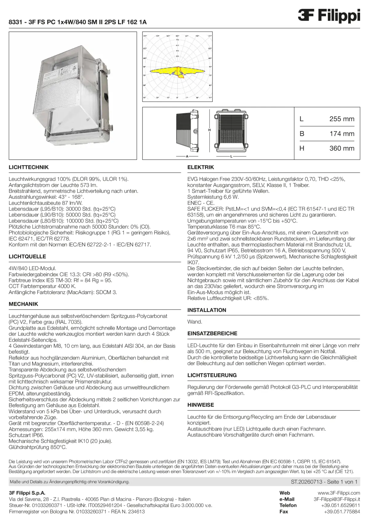8331 - 3F FS PC 1x4W-840 SM II 2PS LF 162 1A - Datasheet - de