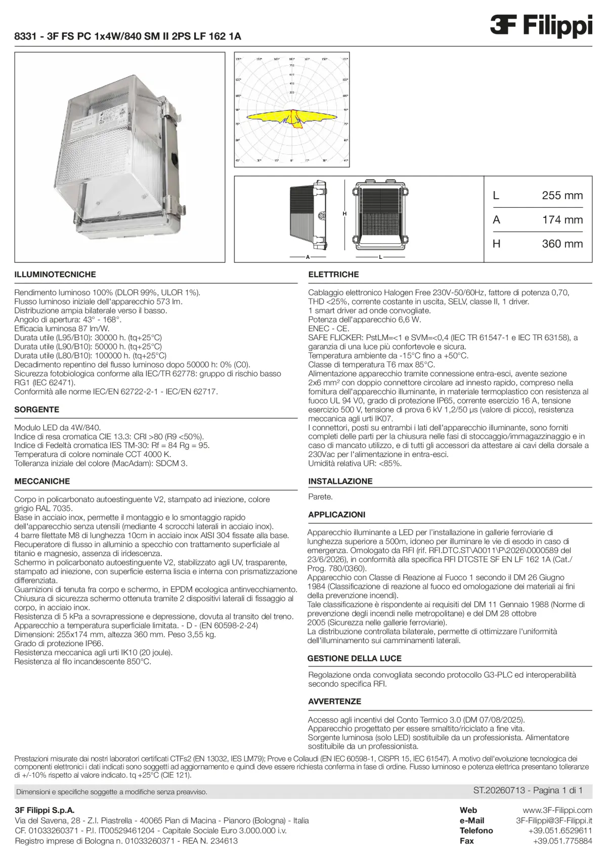 8331 - 3F FS PC 1x4W-840 SM II 2PS LF 162 1A - Datasheet - it
