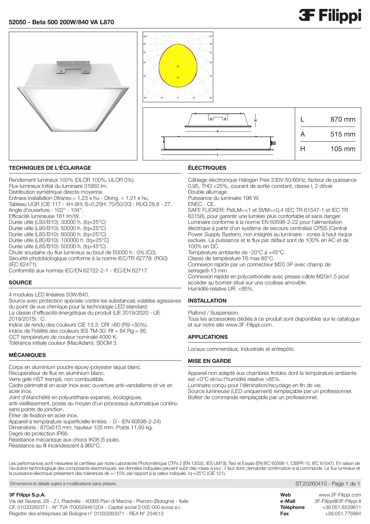 52050 - Beta 500 200W-840 VA L870 - Datasheet - fr