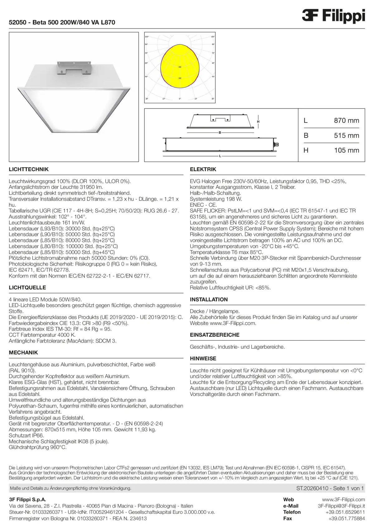 52050 - Beta 500 200W-840 VA L870 - Datasheet - de
