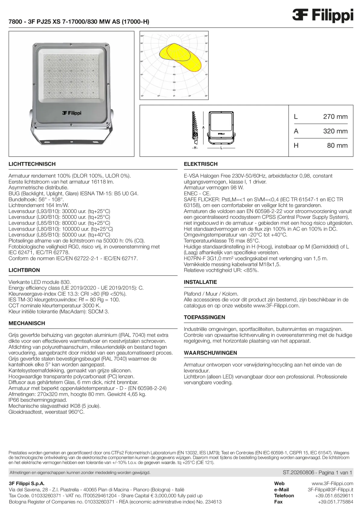 7800 - 3F PJ25 XS 7-17000-830 MW AS (17000-H) - Datasheet - nl