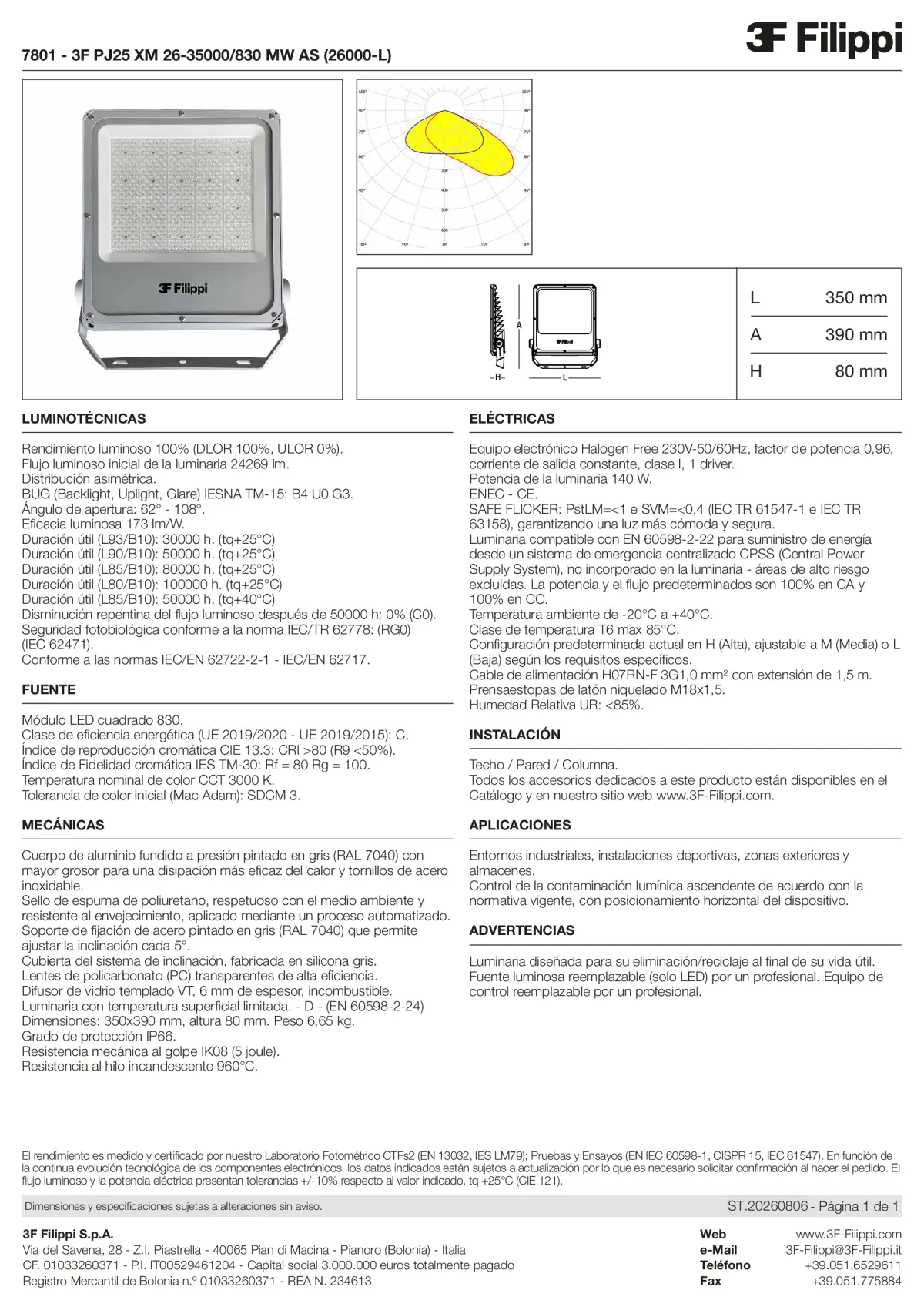 7801 - 3F PJ25 XM 26-35000-830 MW AS (26000-L) - Datasheet - es
