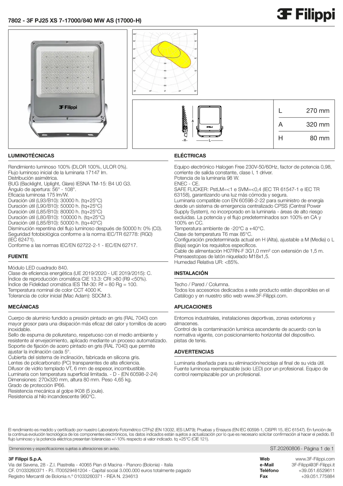 7802 - 3F PJ25 XS 7-17000-840 MW AS (17000-H) - Datasheet - es