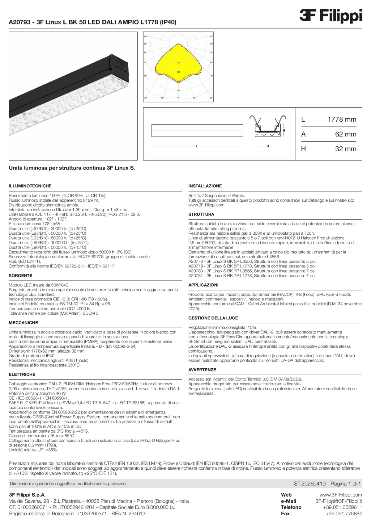 A20793 - 3F Linux L BK 50 LED DALI AMPIO L1778 (IP40) - Datasheet - it