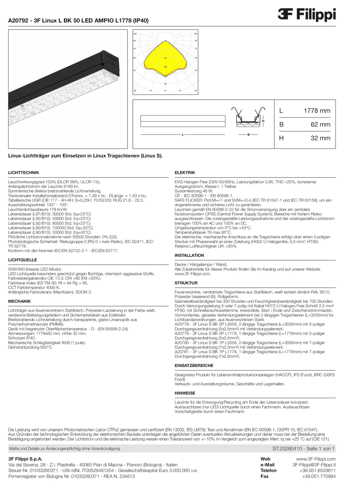 A20792 - 3F Linux L BK 50 LED AMPIO L1778 (IP40) - Datasheet - de