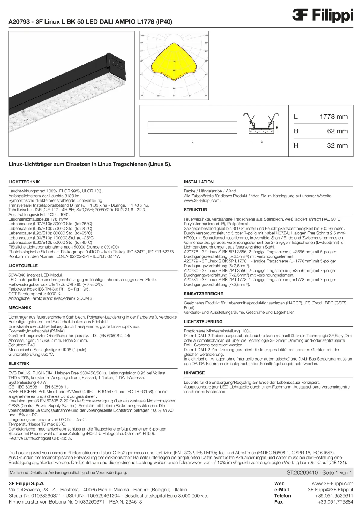 A20793 - 3F Linux L BK 50 LED DALI AMPIO L1778 (IP40) - Datasheet - de