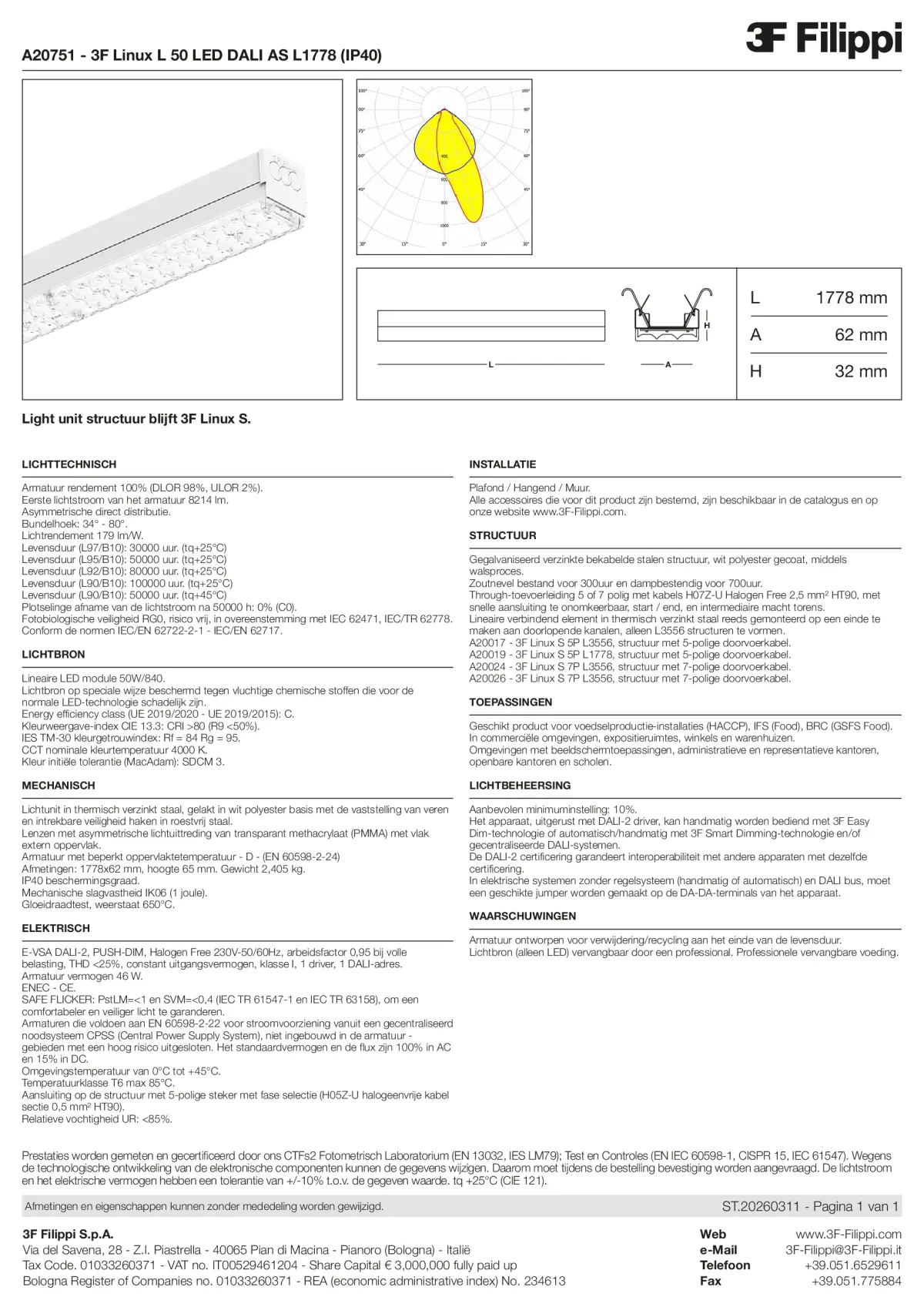 A20751 - 3F Linux L 50 LED DALI AS L1778 (IP40) - Datasheet - nl