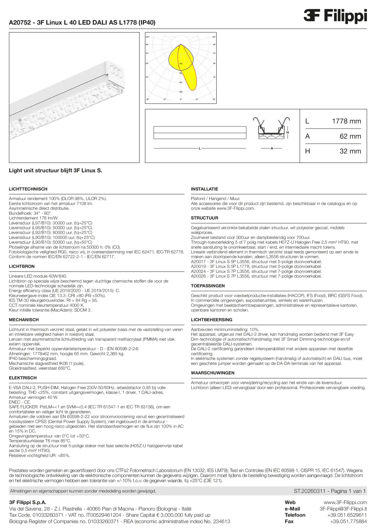 A20752 - 3F Linux L 40 LED DALI AS L1778 (IP40) - Datasheet - nl