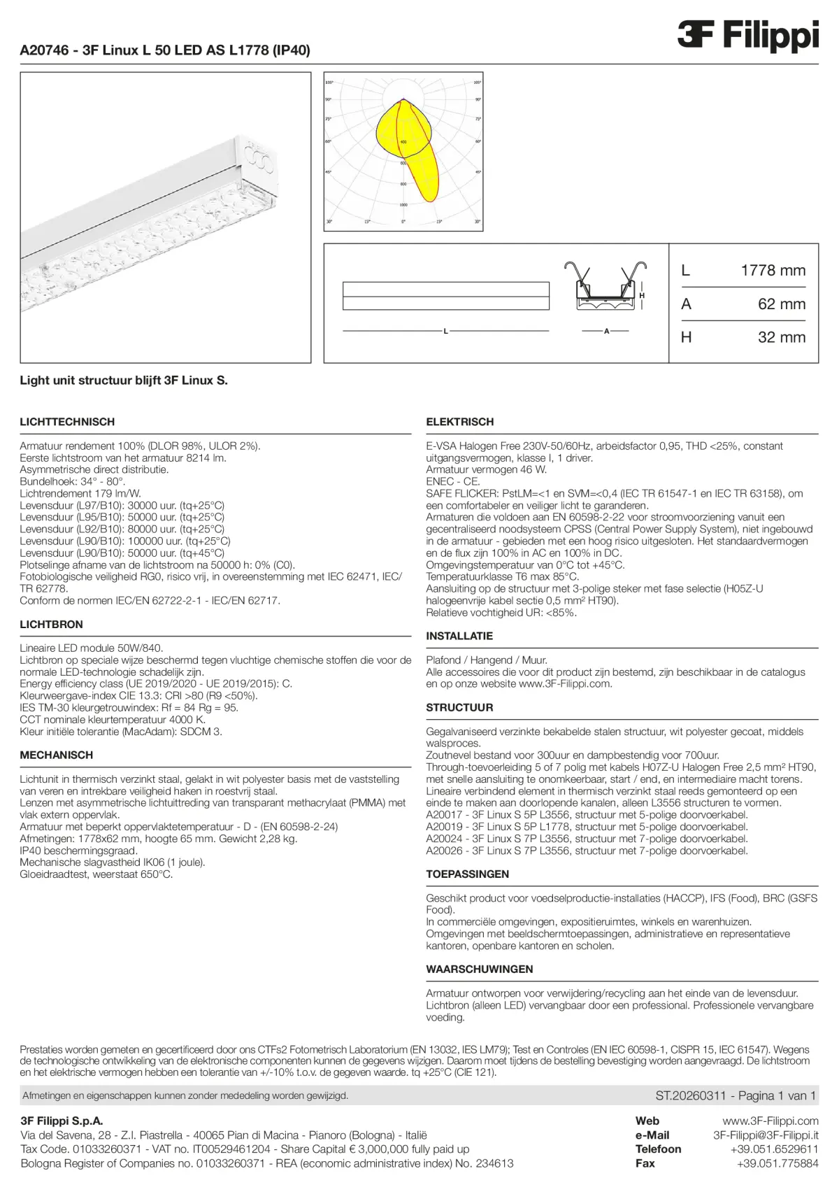 A20746 - 3F Linux L 50 LED AS L1778 (IP40) - Datasheet - nl
