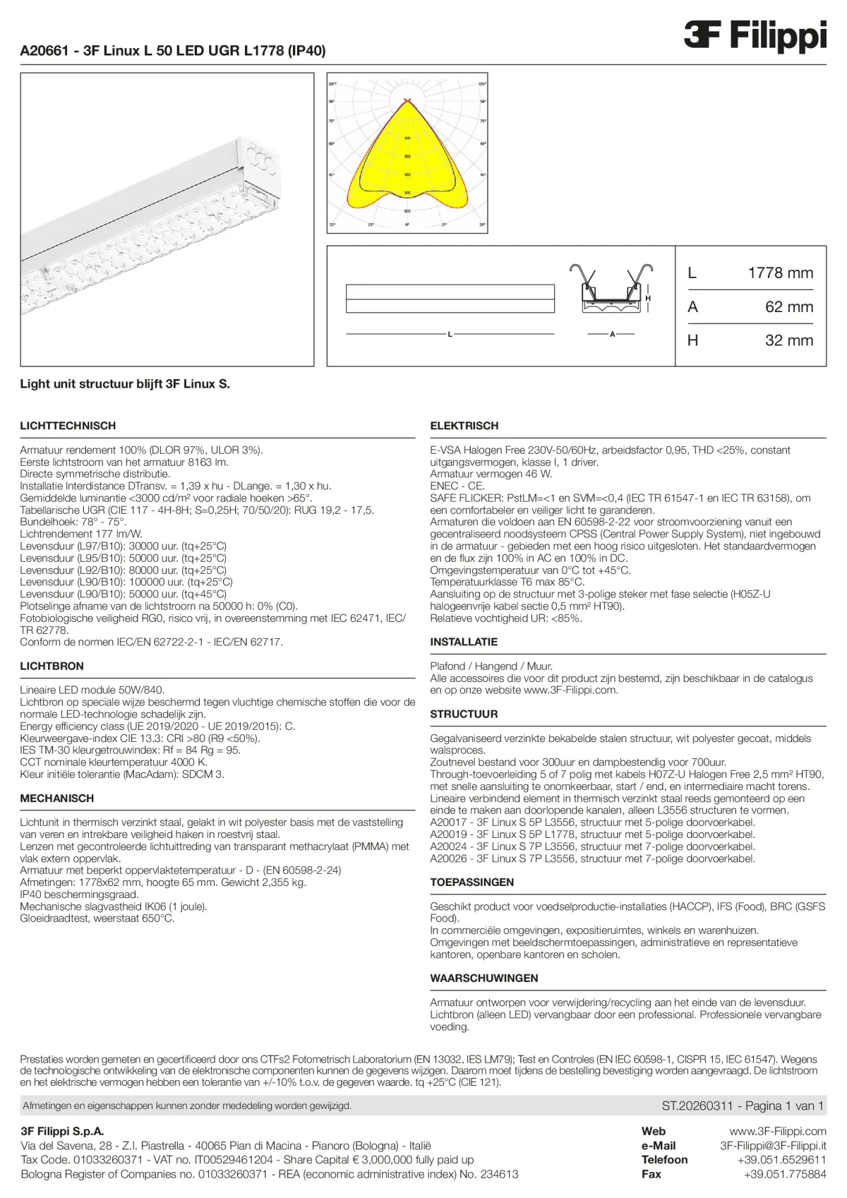 A20661 - 3F Linux L 50 LED UGR L1778 (IP40) - Datasheet - nl