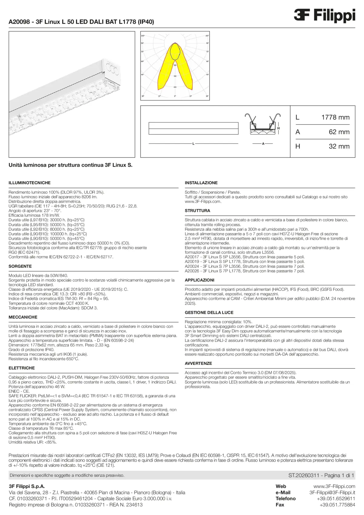 A20098 - 3F Linux L 50 LED DALI BAT L1778 (IP40) - Datasheet - it