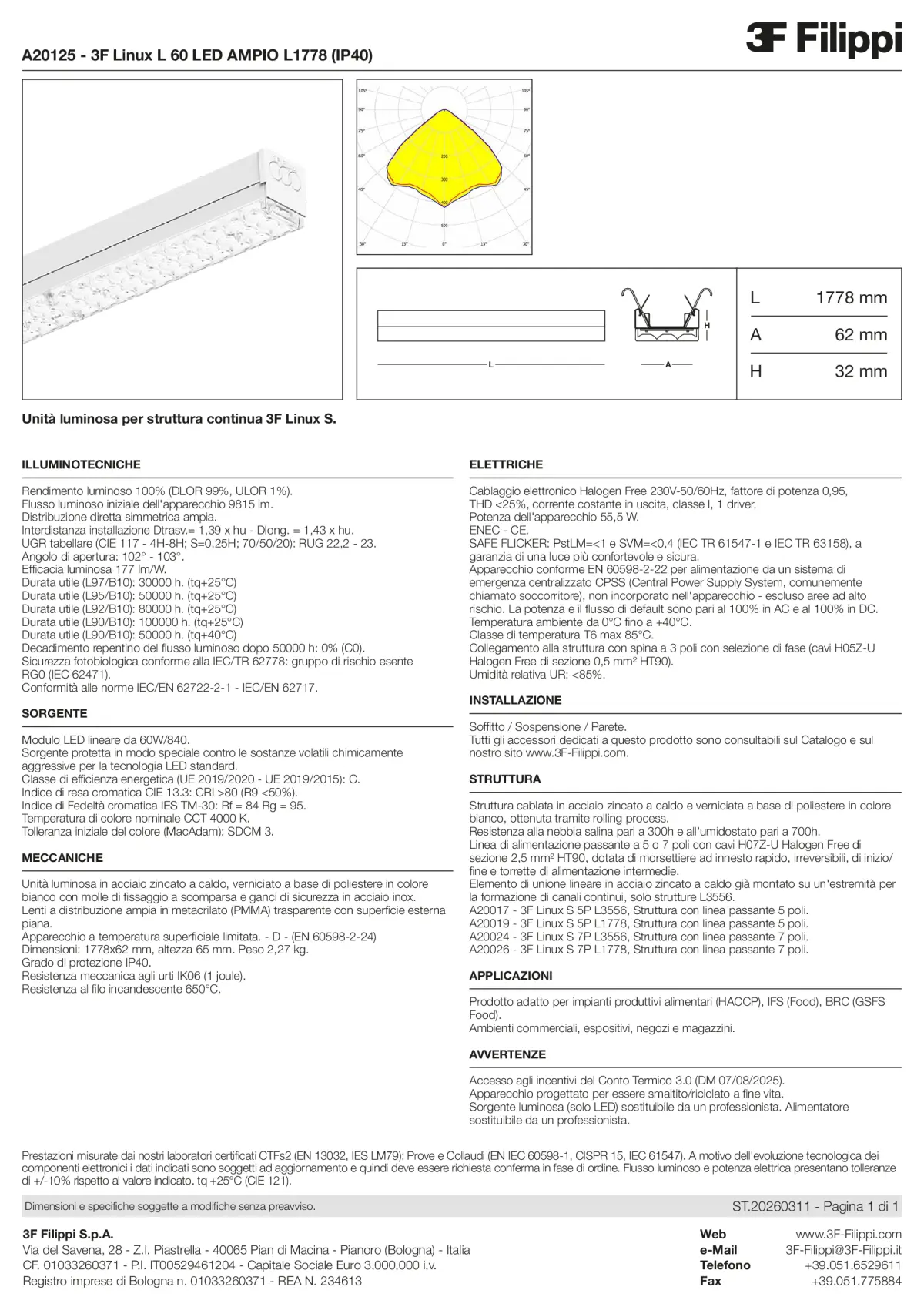 A20125 - 3F Linux L 60 LED AMPIO L1778 (IP40) - Datasheet - it