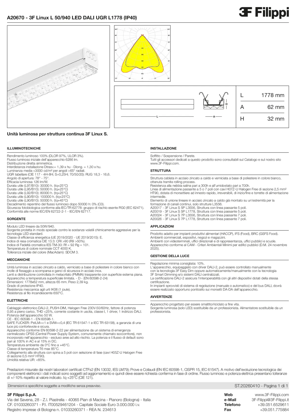 A20670 - 3F Linux L 50-940 LED DALI UGR L1778 (IP40) - Datasheet - it