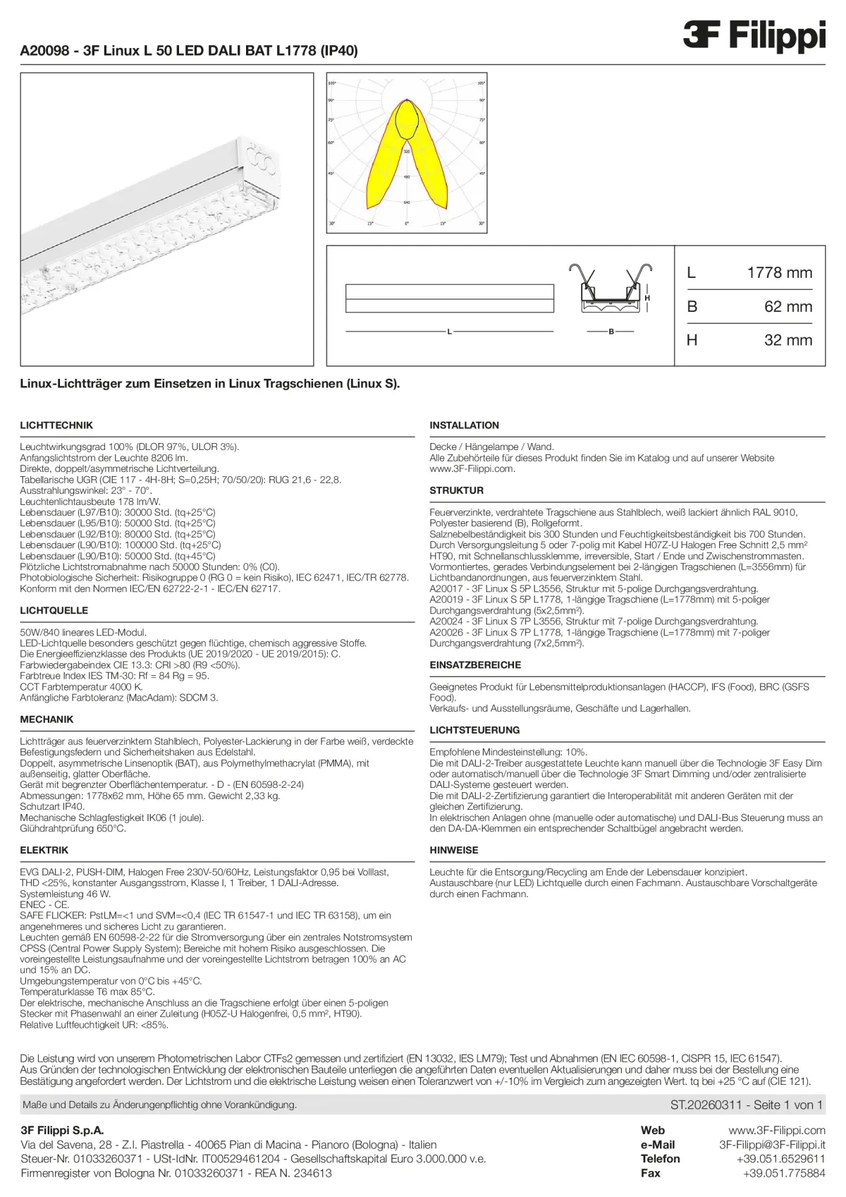 A20098 - 3F Linux L 50 LED DALI BAT L1778 (IP40) - Datasheet - de