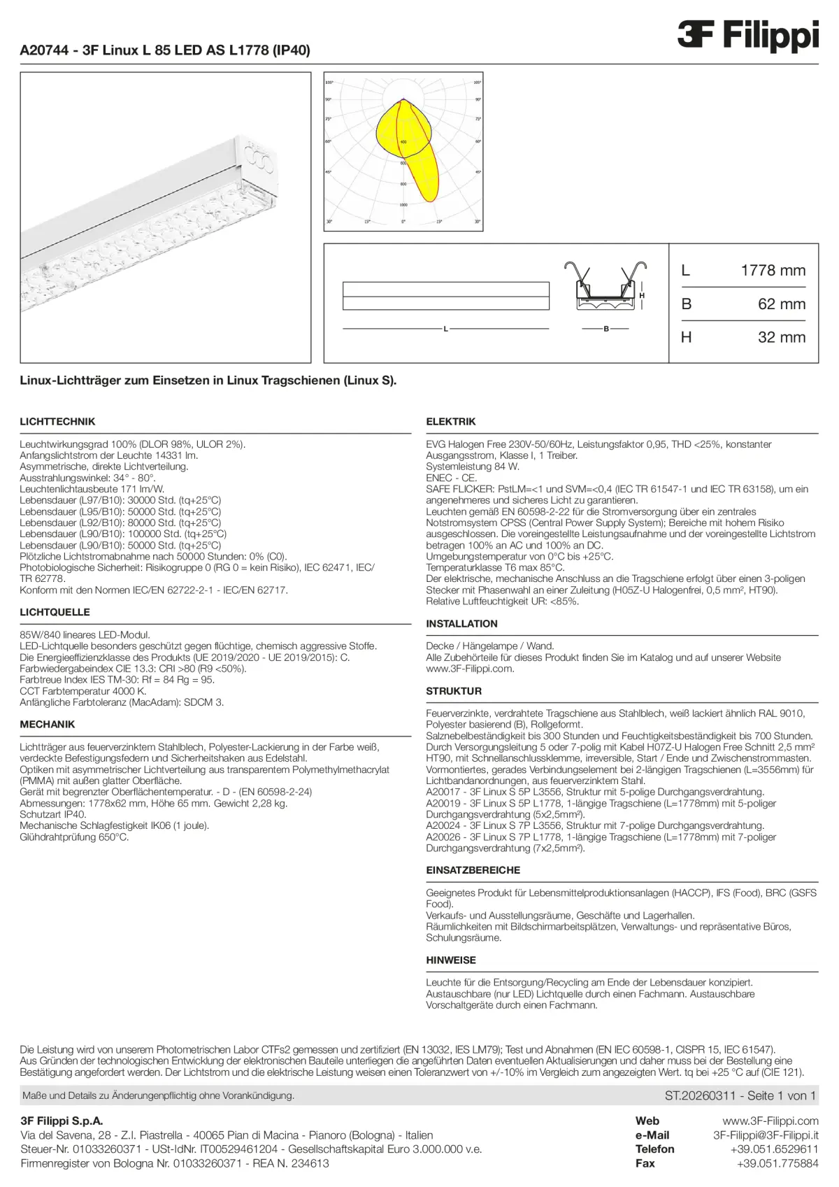 A20744 - 3F Linux L 85 LED AS L1778 (IP40) - Datasheet - de