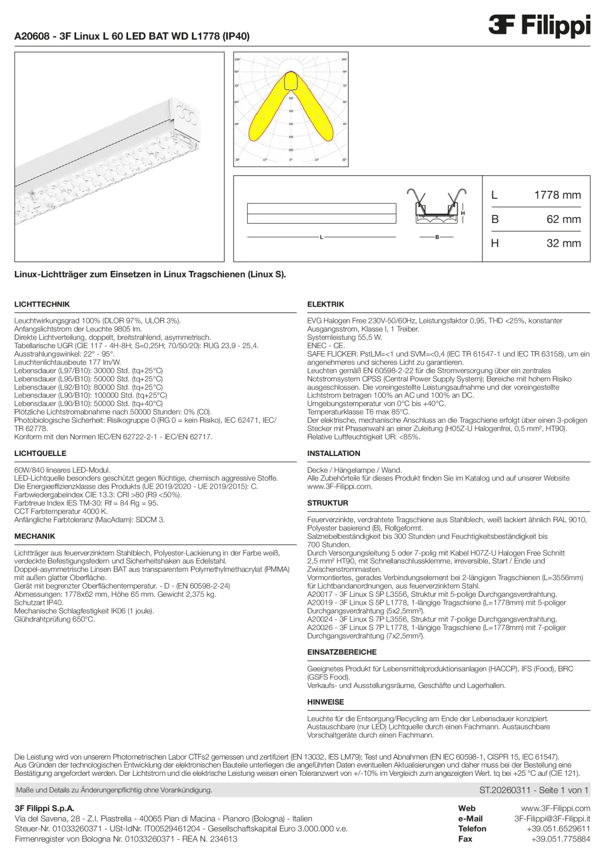 A20608 - 3F Linux L 60 LED BAT WD L1778 (IP40) - Datasheet - de