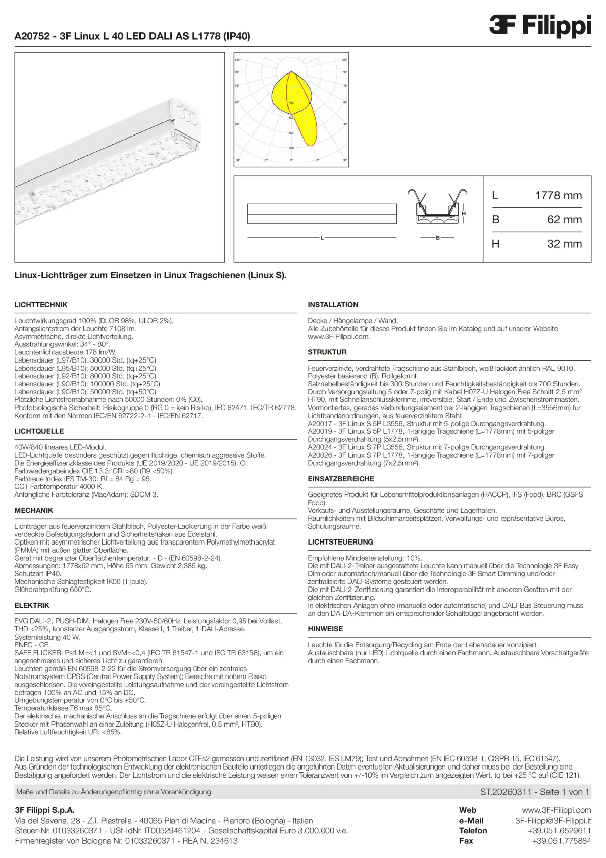 A20752 - 3F Linux L 40 LED DALI AS L1778 (IP40) - Datasheet - de