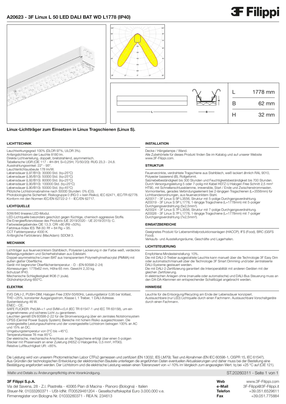 A20623 - 3F Linux L 50 LED DALI BAT WD L1778 (IP40) - Datasheet - de