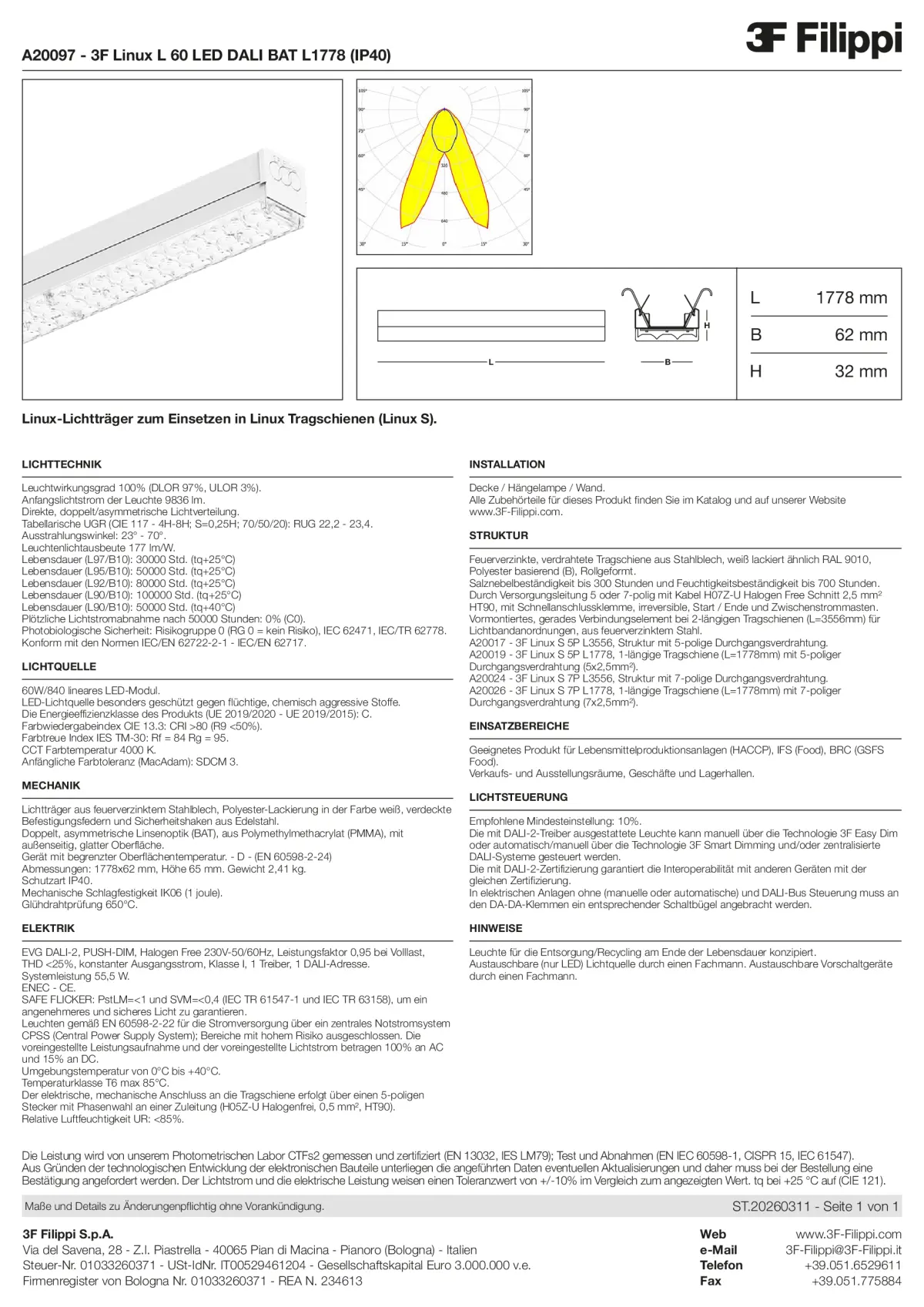A20097 - 3F Linux L 60 LED DALI BAT L1778 (IP40) - Datasheet - de