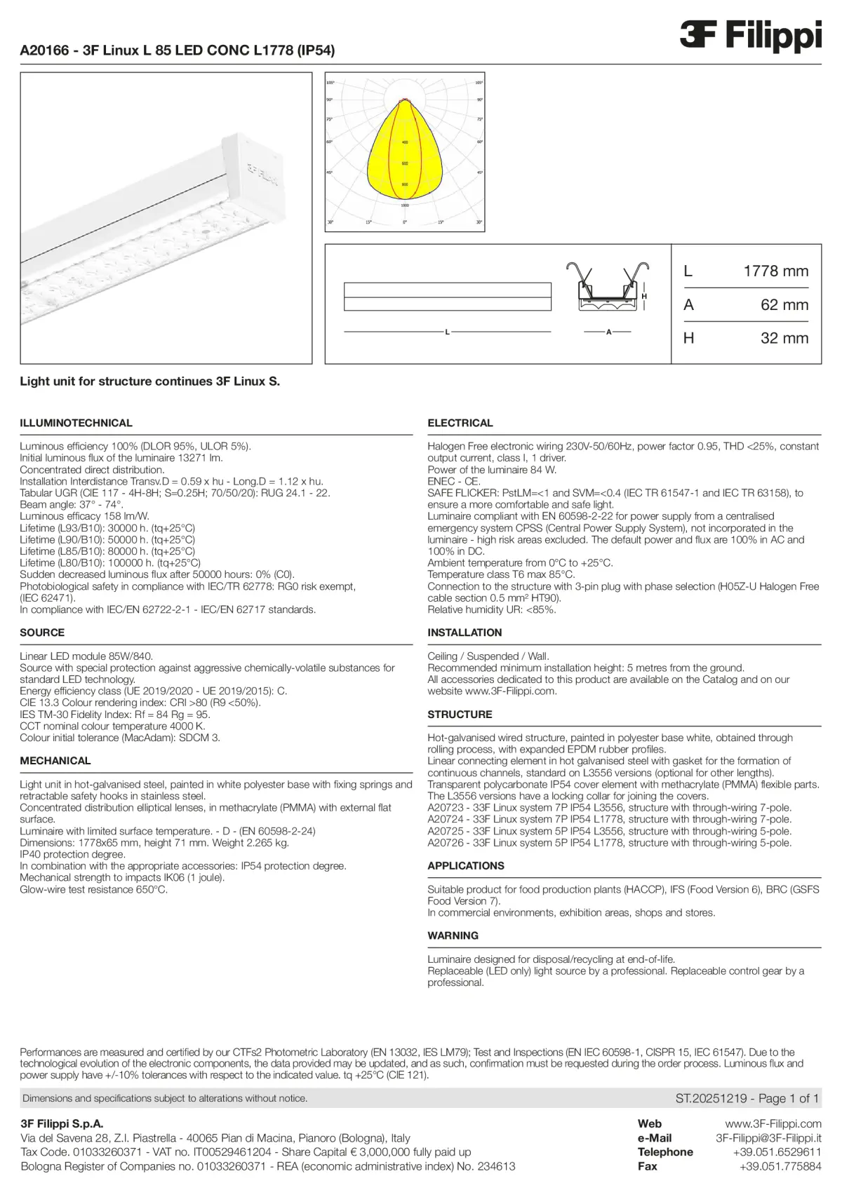 A20166 - 3F Linux L 85 LED CONC L1778 (IP54) - Datasheet - en
