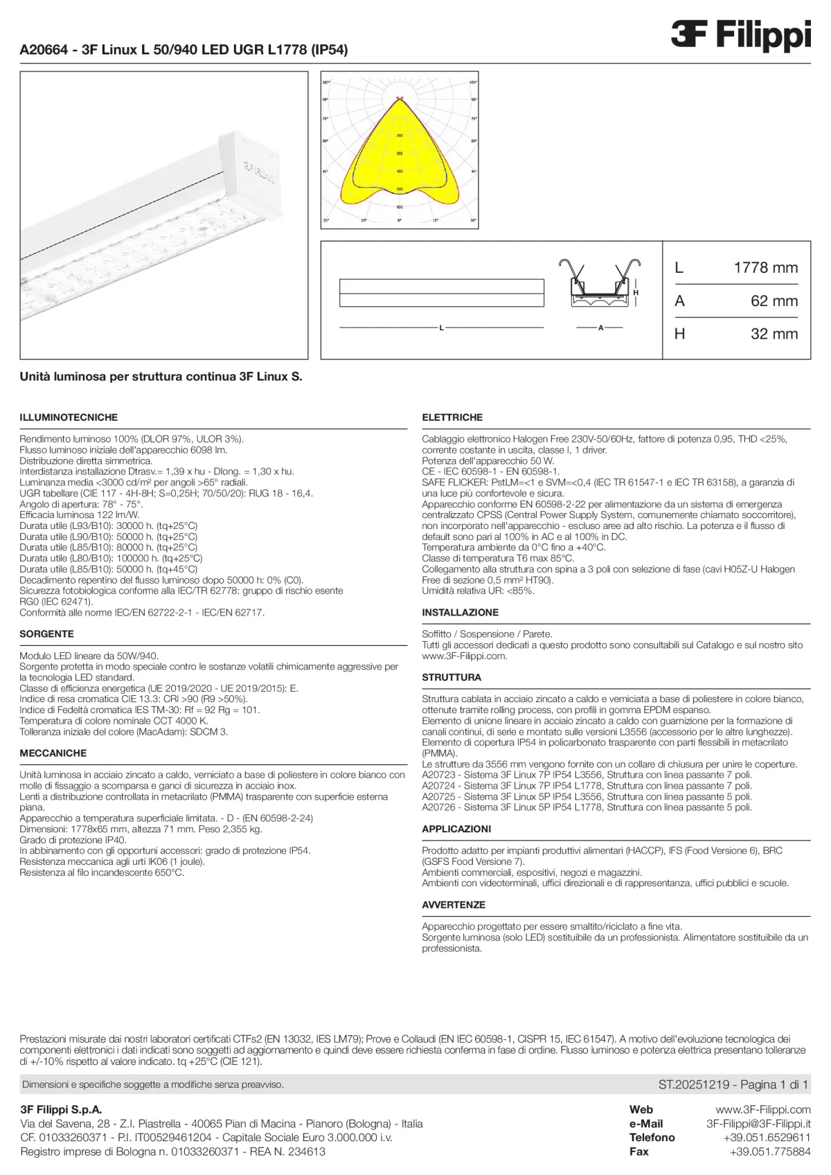 A20664 - 3F Linux L 50-940 LED UGR L1778 (IP54) - Datasheet - it