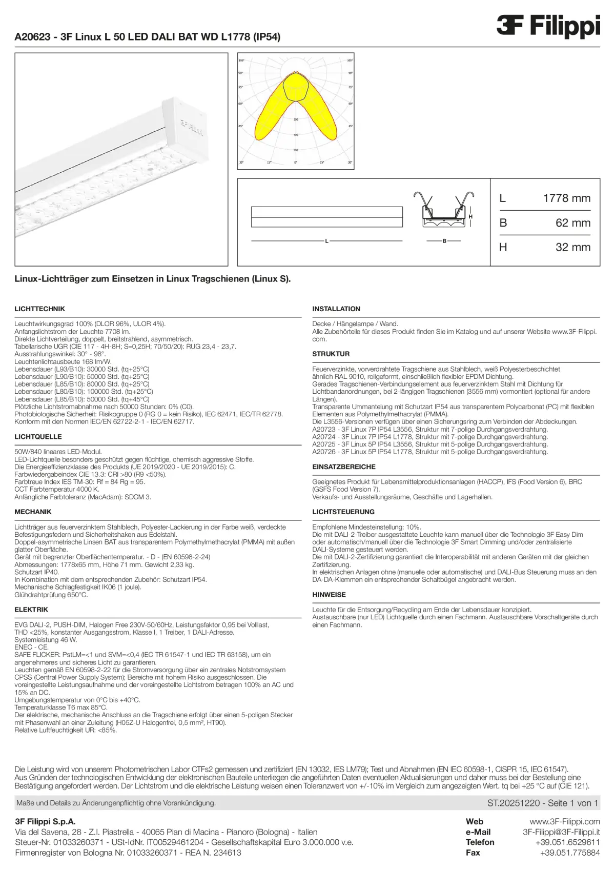 A20623 - 3F Linux L 50 LED DALI BAT WD L1778 (IP54) - Datasheet - de