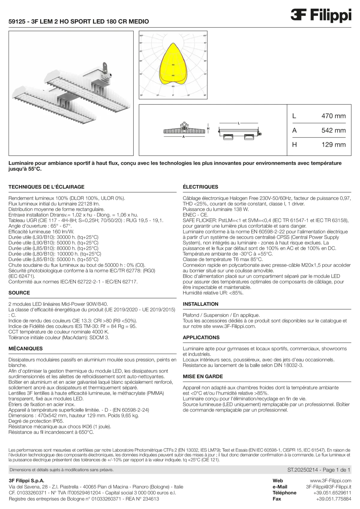 59125 - 3F LEM 2 HO SPORT LED 180 CR MEDIO - Datasheet - fr