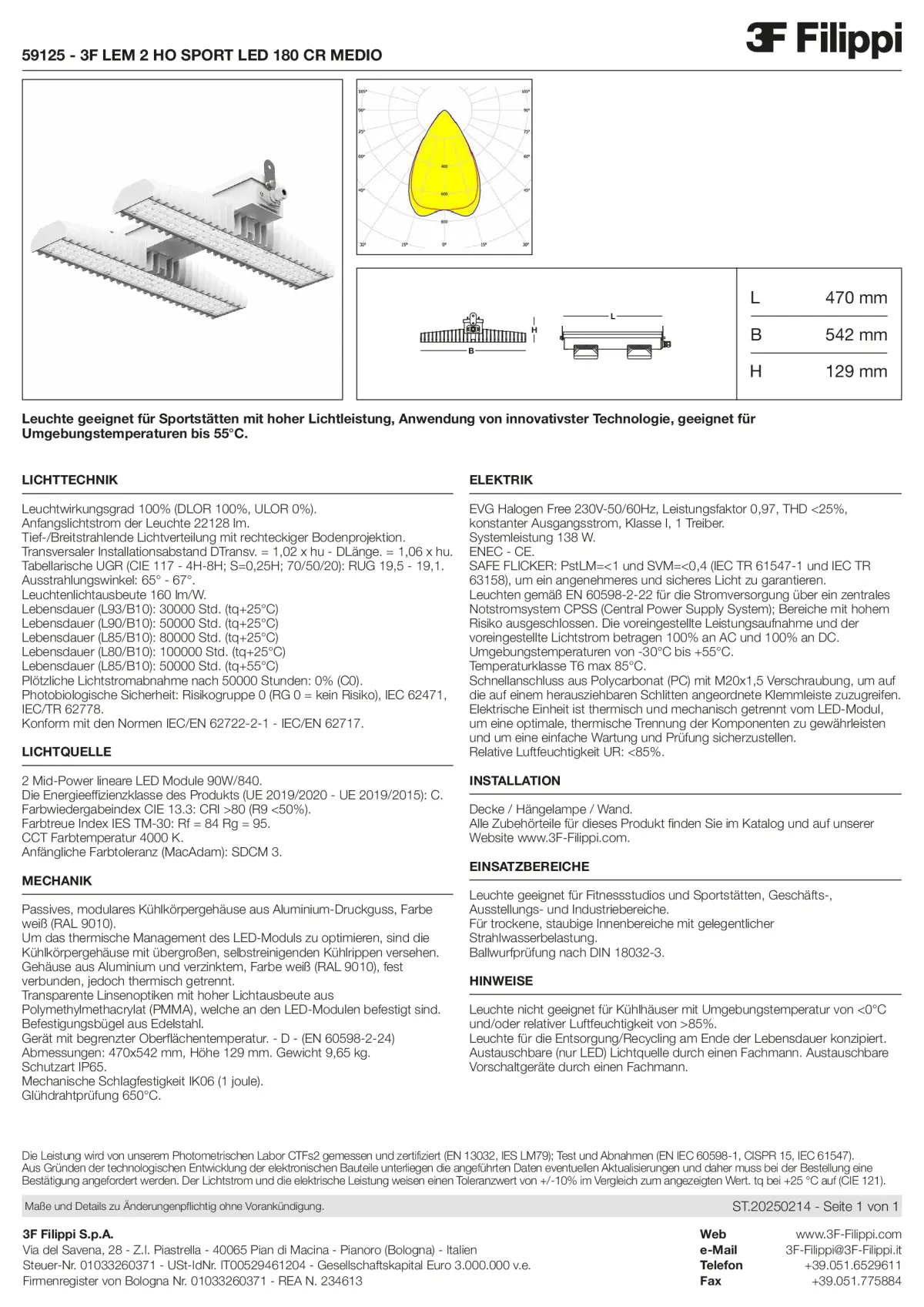 59125 - 3F LEM 2 HO SPORT LED 180 CR MEDIO - Datasheet - de