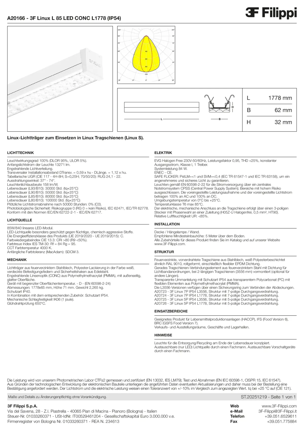 A20166 - 3F Linux L 85 LED CONC L1778 (IP54) - Datasheet - de