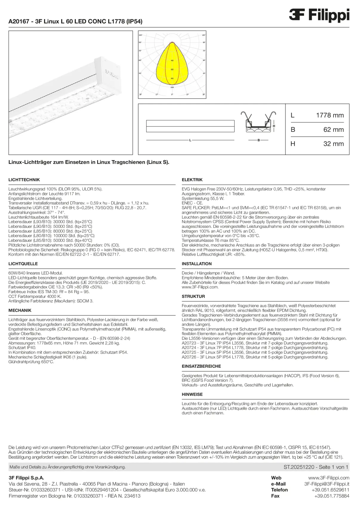 A20167 - 3F Linux L 60 LED CONC L1778 (IP54) - Datasheet - de