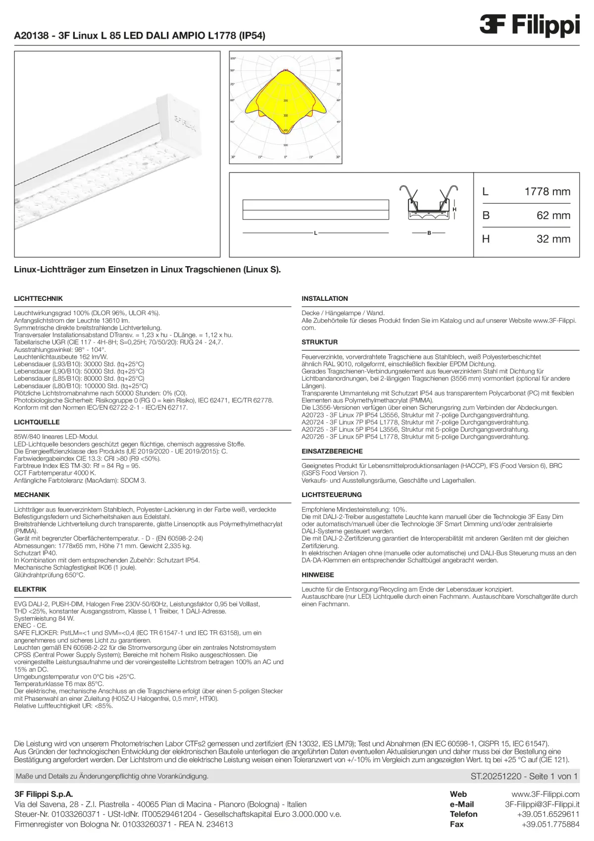A20138 - 3F Linux L 85 LED DALI AMPIO L1778 (IP54) - Datasheet - de