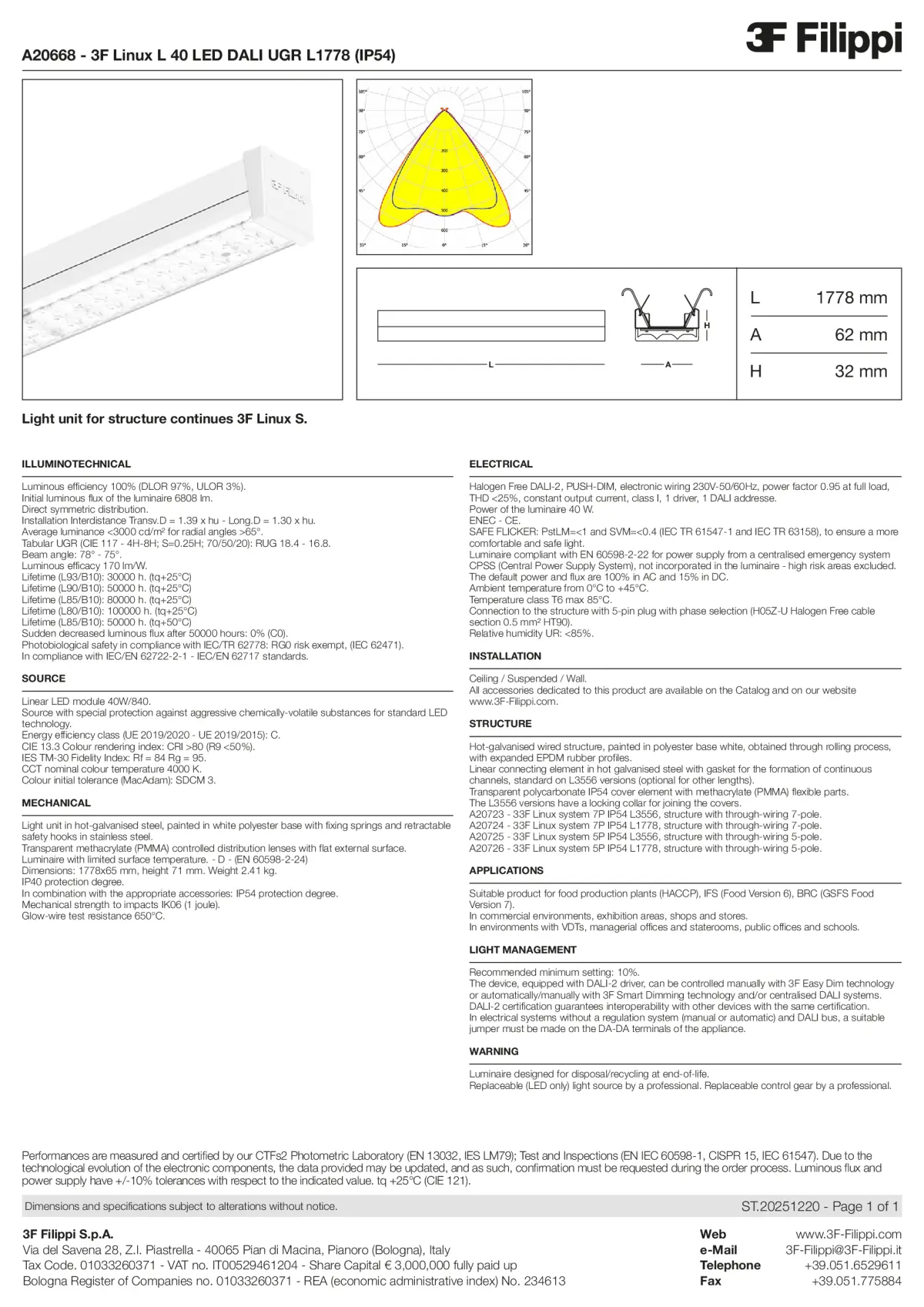 A20668 - 3F Linux L 40 LED DALI UGR L1778 (IP54) - Datasheet - en