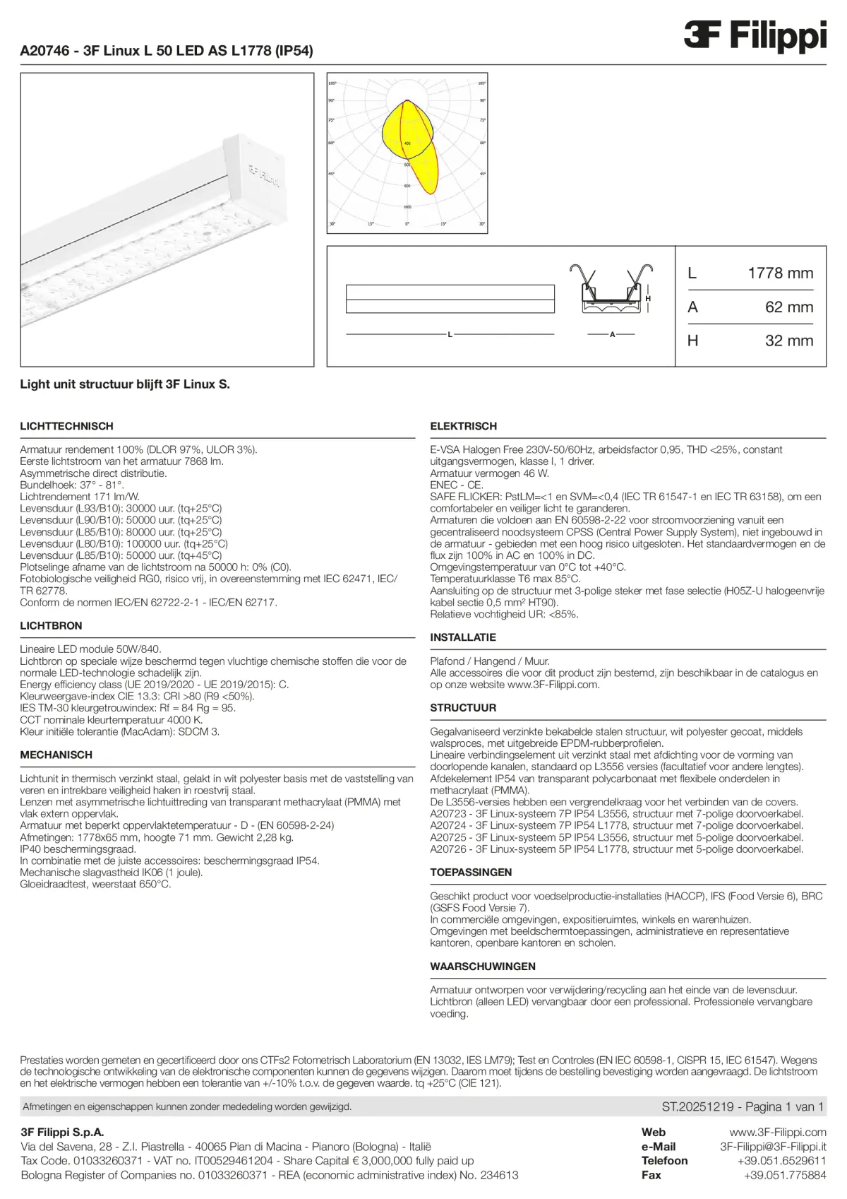 A20746 - 3F Linux L 50 LED AS L1778 (IP54) - Datasheet - nl