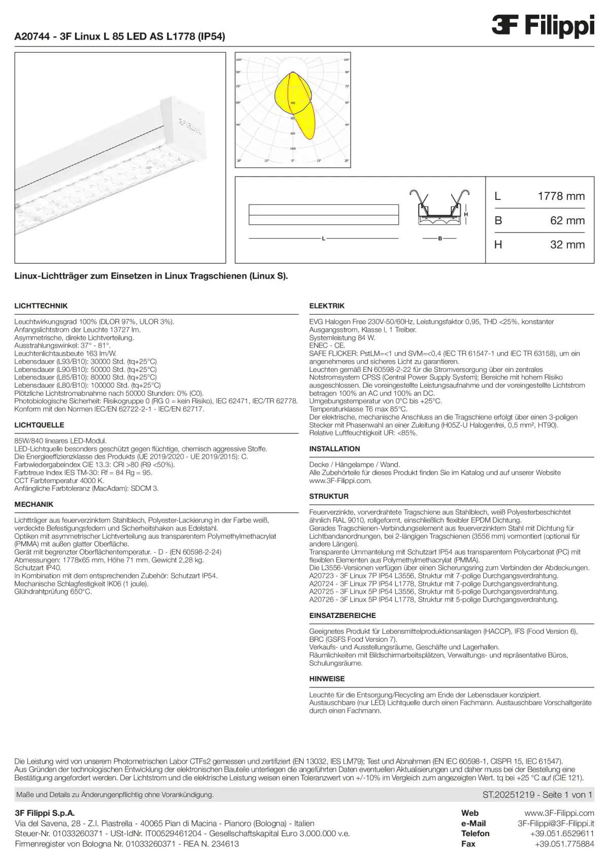 A20744 - 3F Linux L 85 LED AS L1778 (IP54) - Datasheet - de
