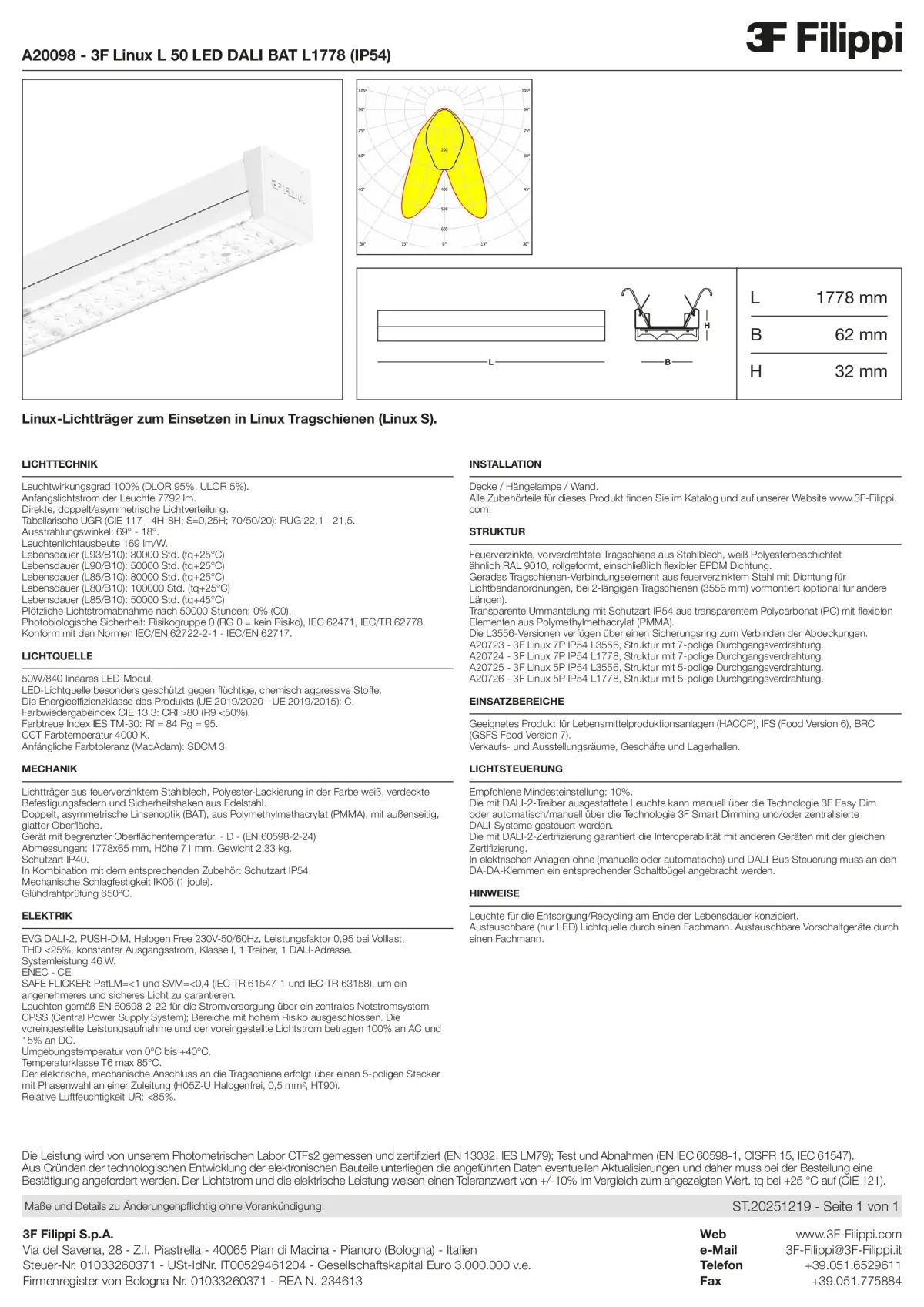 A20098 - 3F Linux L 50 LED DALI BAT L1778 (IP54) - Datasheet - de