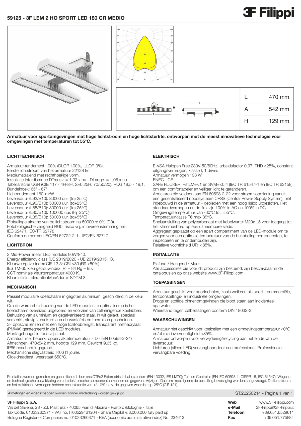 59125 - 3F LEM 2 HO SPORT LED 180 CR MEDIO - Datasheet - nl
