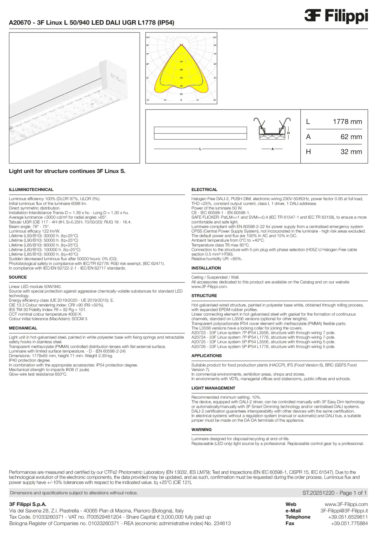 A20670 - 3F Linux L 50-940 LED DALI UGR L1778 (IP54) - Datasheet - en