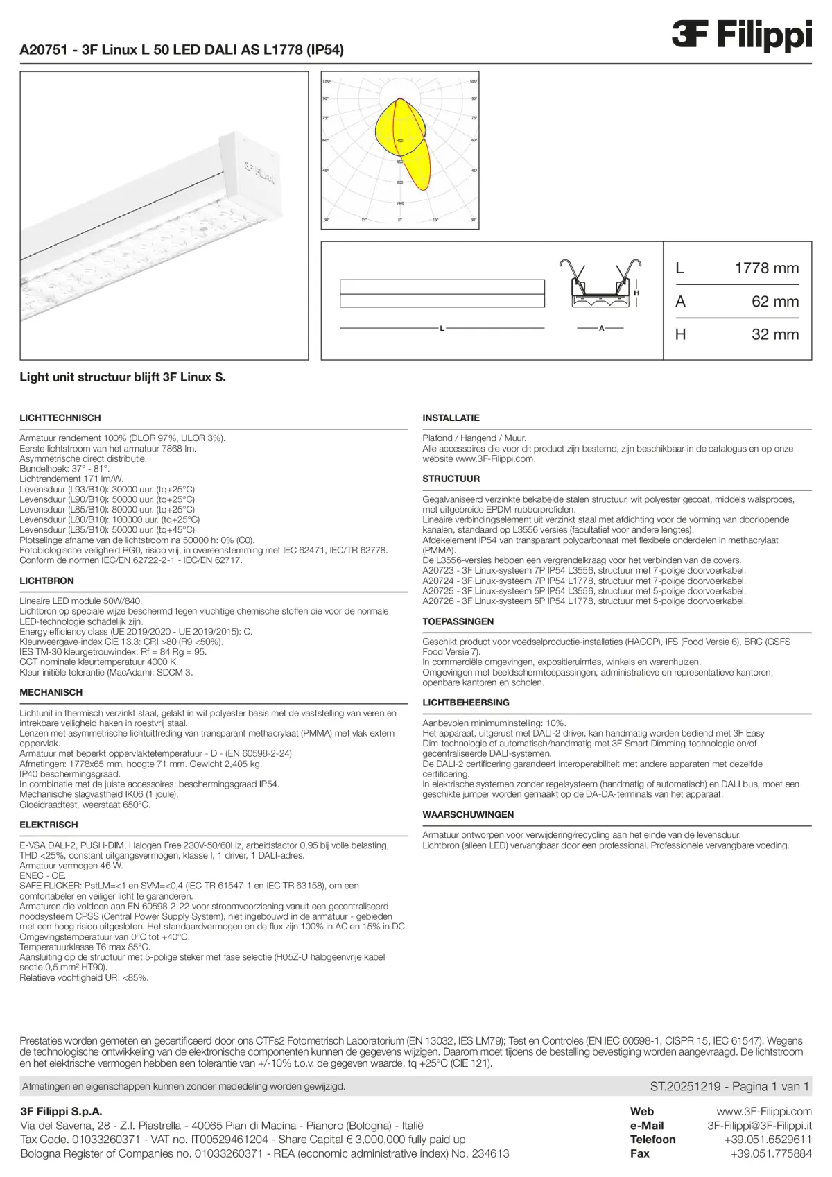 A20751 - 3F Linux L 50 LED DALI AS L1778 (IP54) - Datasheet - nl